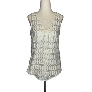 White House Black Market top women’s XS white loose V-neck preppy casual classic